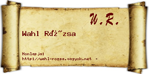 Wahl Rózsa névjegykártya